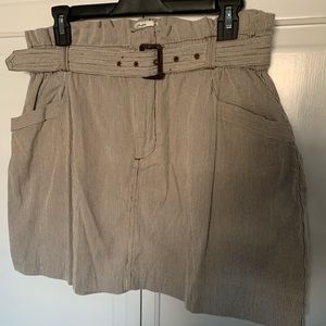 American Eagle Brown and White Striped Mini Skirt